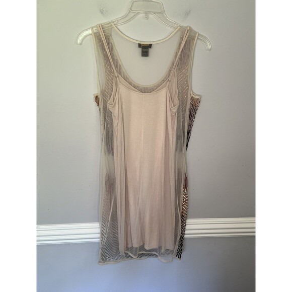 AS by DF Size Medium Sequined Mesh Sleeveless Champagne Color Women’s Dress - Picture 2 of 9